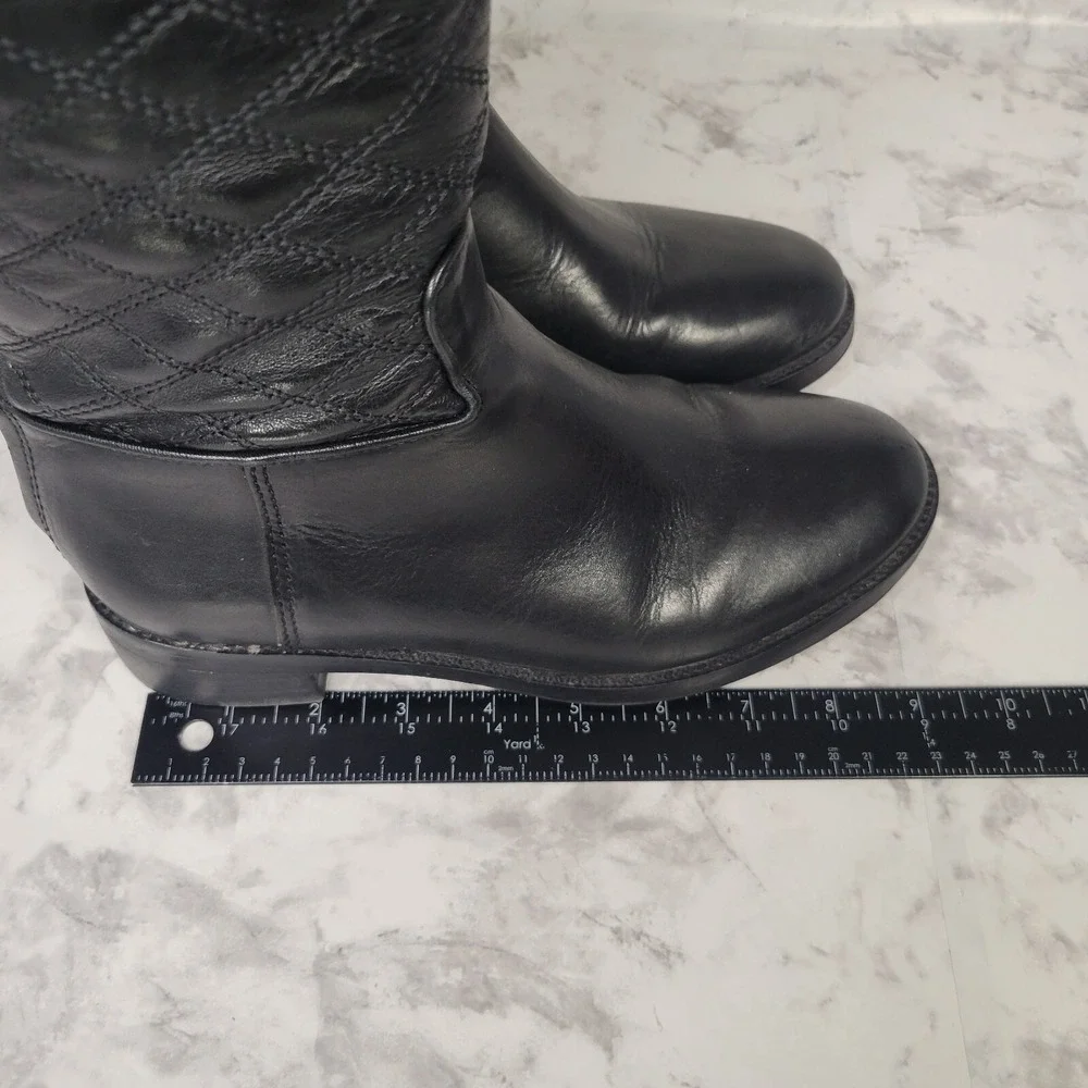 Tory Burch Claremont Quilted Black High Boot Women's Size 6.5 M Designer‎
